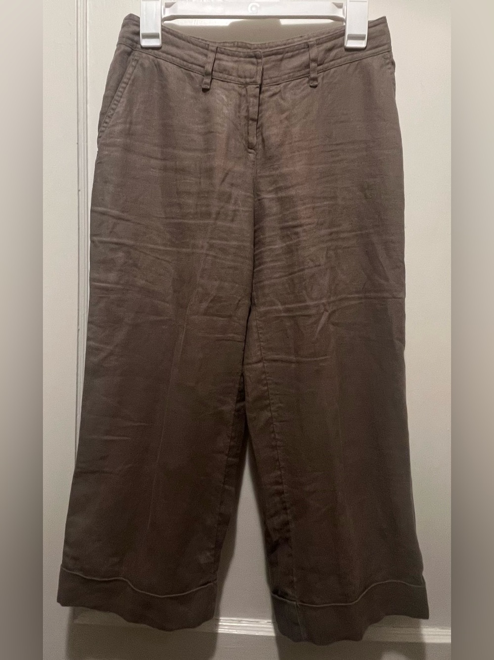 J. Jill Linen Wide Leg Cuffed Cropped Pants Trousser - Size 2 Petite